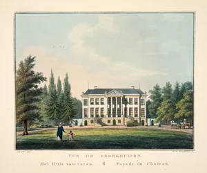 Ansicht von Broekhuisen. Das Haus von vorne. Fassade des Schlosses