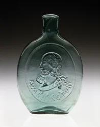 Figurierte Flasche, ca. 1847 (bleifreies Glas)