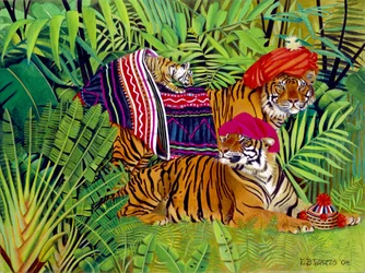 Tigerfamilie mit thailändischer Kleidung, 2004
