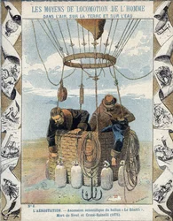 Journalist Joseph Eustache Croce Spinelli (1845-1875), Marineoffizier Henri Theodore Sivel (1834-1875) und französischer Autor und Wissenschaftler Gaston Tissandier (1843-1899) im Korb des Ballons Zenith nach Bewusstlosigkeit durch Sauerstoffmangel