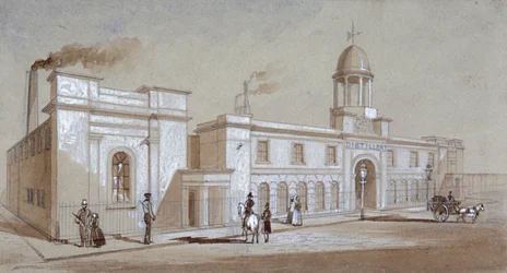 Ansicht der Grimble und Booth Brennerei in der Albany Street, St Pancras, London, ca. 1830
