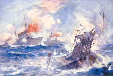 Das Versenken des deutschen U-Boots U15 durch die HMS Birmingham