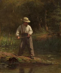 Junge beim Angeln, ca. 1860