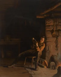 Die Jugend von Lincoln. (Ein Abend in der Blockhütte.)