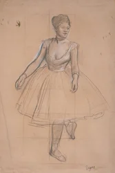 Eine Balletttänzerin in Position, in Dreiviertelansicht von vorn, ca. 1872-73