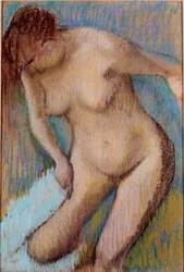 Nach dem Baden Nackte Frau, die ihren rechten Oberschenkel abwischt. Pastellgemälde von Edgar Degas (1834-1917) 1866 Rom, Galleria d