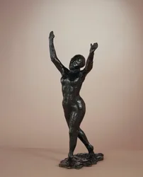Tänzerin bewegt sich vorwärts, Arme erhoben, ca. 1882-1898, gegossen ca. 1919-1931