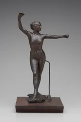 Tänzerin bereit zum Tanz mit dem rechten Fuß nach vorne, 1882-95