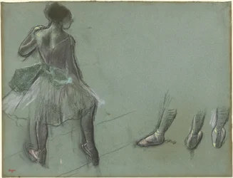 Tänzerin von hinten gesehen und drei Studien von Füßen, ca. 1878