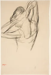 Tänzerin, Halbfigur, Arme hinter dem Kopf verschränkt, ca. 1890