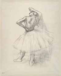 Stehende Tänzerin, rechter Arm erhoben, ca. 1891