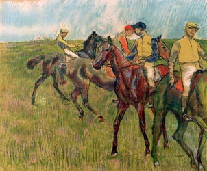 Pferde mit Jockeys, 1910