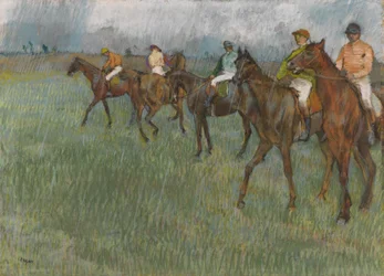 Jockeys im Regen, ca. 1886