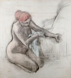 Nackte Frau, die sich nach dem Bad abtrocknet, ca. 1898