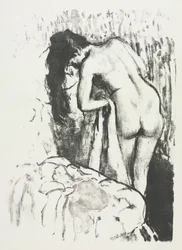 Nackte Frau steht und trocknet sich, 1891-1892