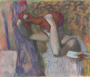Frau frisiert sich, der Brief; Femme se coiffant, la lettre, ca. 1888-1892