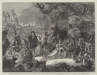 Highgate Fields während des Großen Brandes von London, 1666