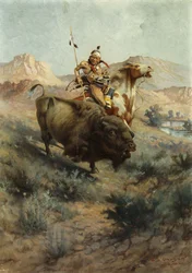 Indianer und Büffel
