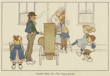 London (Ost), der Leierkastenmann