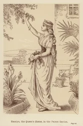 Emelye, die Schwester der Königin, im Palastgarten