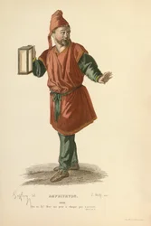 Kostüm für die Rolle des Sosie, um 1868 (Gravur)