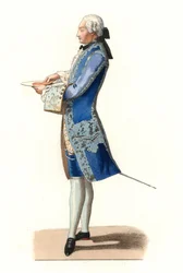 Charles Rosalie de Rohan Chabot (1740-1813), Graf von Jarnac, nach einem Gemälde von 1777 von Olivier - Lithographie nach einer Illustration von Edmond Lechevallier-Chevignard (1825-1902), aus „Costumes historiques des 16e“