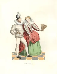 Französische Adlige am Hof von Heinrich III. (1574-1589)