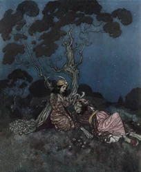 Die Schöne und das Biest: Die Schöne erschreckt sich vor dem Biest, ca. 1910