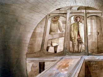 Ansicht des Schildes, der beim Bau des Thames-Tunnels verwendet wurde, London, 1835