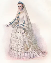 Kaiserin Eugénie in ihrem Brautkleid, 1853, 1902