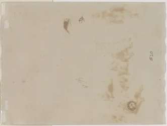 Skizze eines Mannes mit erhobenem Arm und Skizze eines Helms, 1878