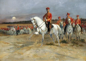 Zarewitsch Nikolaus inspiziert die Truppen