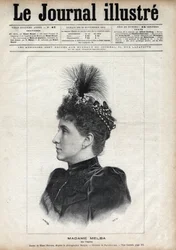 Porträt von Nellie Melba (Helen Porter Mitchell, genannt) (1861-1931), australische Sopranistin - Gravur von Navellier in „The Illustrous Journal“ von 1891