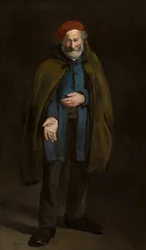 Bettler mit einem Duffelcoat-Philosophen