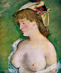 Blonde Frau mit entblößten Brüsten, 1878.