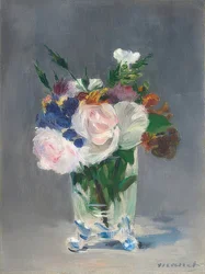 Blumen in einer Kristallvase, um 1882