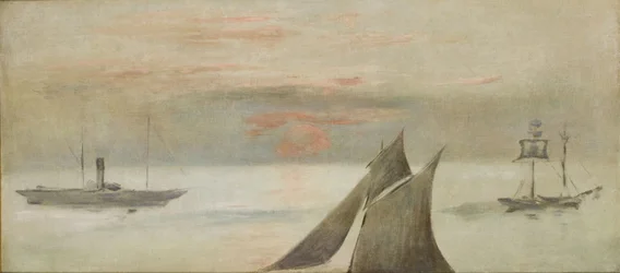 Boote auf dem Meer, Sonnenuntergang