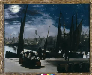 Mondschein über dem Hafen von Boulogne