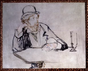 Porträt des irischen Romanautors Georges Moore im Café
