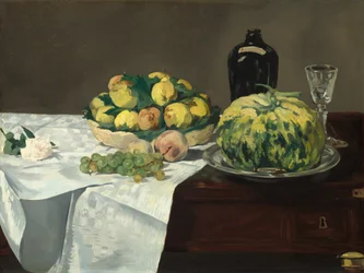 Stillleben mit Melone und Pfirsichen, um 1866