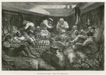Verloren und erschöpft vor Müdigkeit, wird die Besatzung der Expedition von dem russischen Fischereifahrzeug Nicholas aufgenommen und beendet die Reise in den Laderäumen des Schiffes, gestapelt zwischen der Fischladung und Jagdtrophäen (Hirschgeweih, Eisbä