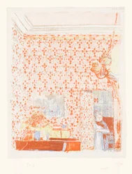 Innenraum mit rosa Tapete I