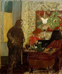 Interieur mit Misia Natanson am Klavier (Cipa hört Misia zu)