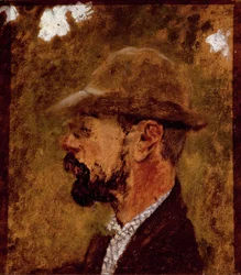 Porträt des Malers Henri de Toulouse Lautrec im Profil