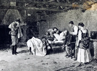 Tod von Anita Garibaldi auf dem Bauernhof des Marquis Guiccioli (Illustration)