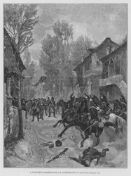 Die Franzosen zerstreuen die Expedition von Savoyen (Gravur)