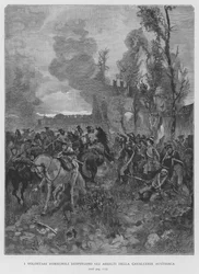 Die Romagnolischen Freiwilligen wehren die Angriffe der österreichischen Kavallerie ab