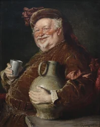 Falstaff mit einem Krug Wein und Zinnbecher, 1910