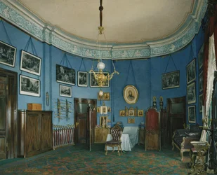 Innenräume des Winterpalastes. Das Schlafzimmer des Kronprinzen Nikolai Alexandrowitsch, 1865