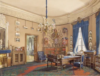 Innenräume des Winterpalastes. Das Arbeitszimmer des Kronprinzen Nikolay Aleksandrovich, 1865